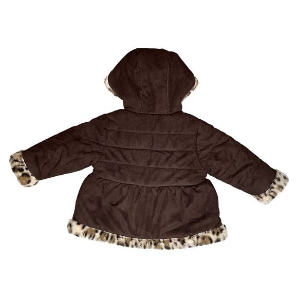 Pistachio Leopard Print Reversible Puffer Coat 2T - Picture 3 of 9